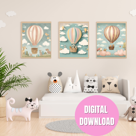 Animals Balloon Adventure - Set of 3 - PDF Instant Download