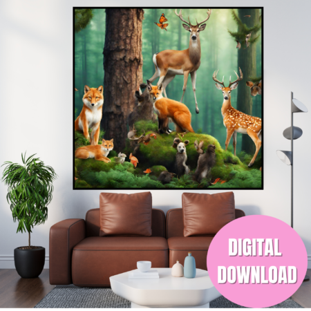 Captivating Deer and Fox Wall Art – PDF Instant Download